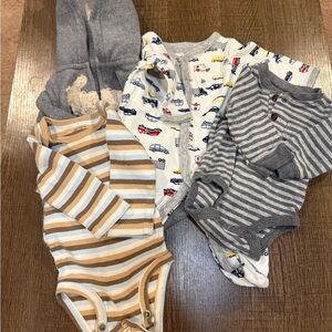 Carter's Gray, White, and Brown Kids Footies Set